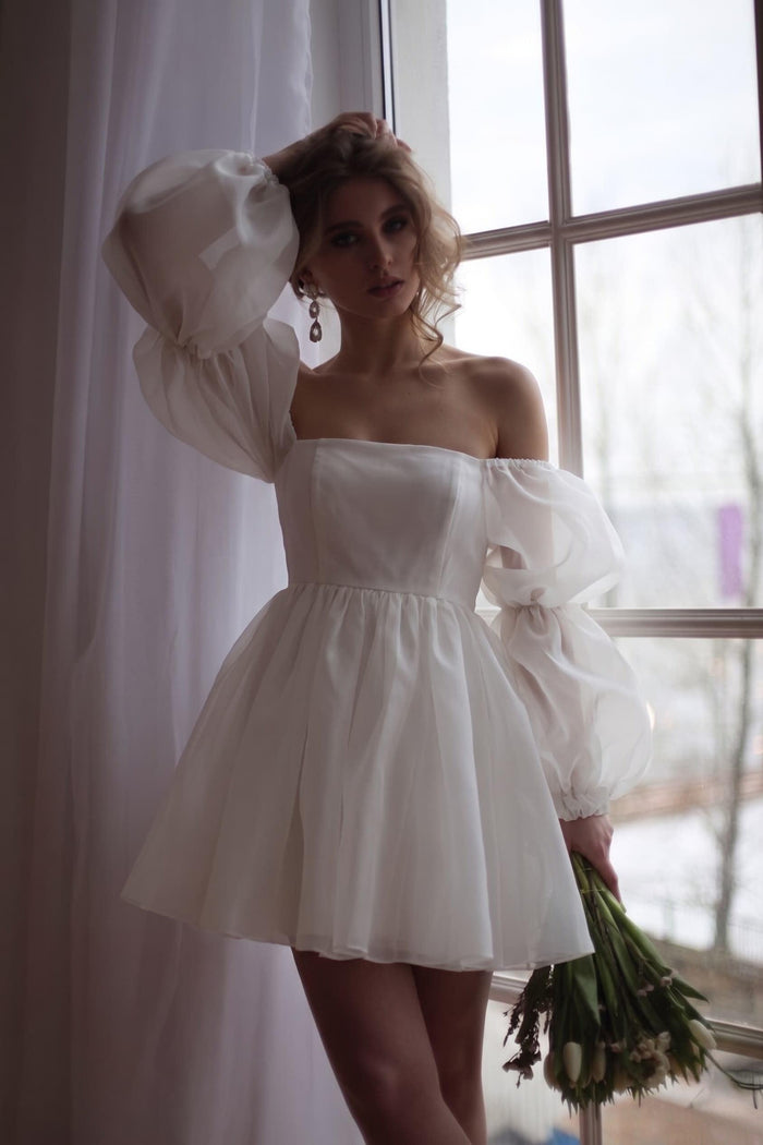 A-Line Mini Polyester Little White Dress 968801127056