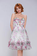 A-Line Mini Printed Gauze Homecoming Dress CS0988 - COCOMELODY