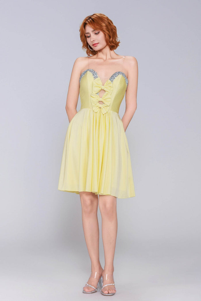 A-Line Mini Stretch Crepe Homecoming Dress CS0980 - COCOMELODY