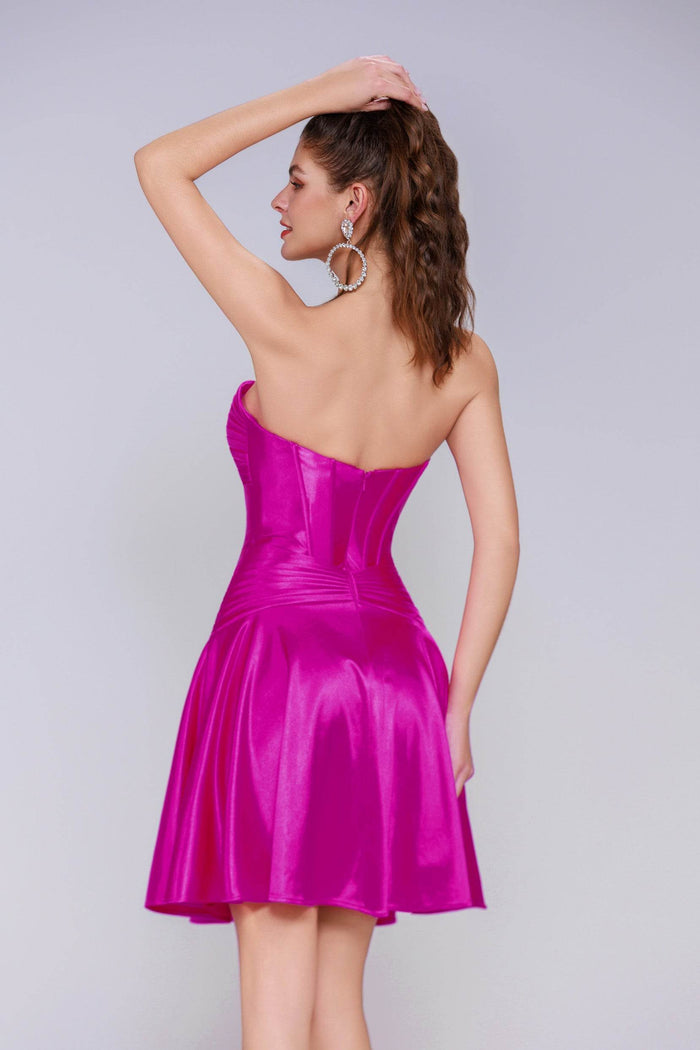 A-Line Mini Stretch Satin Homecoming Dress CS1035IS - COCOMELODY