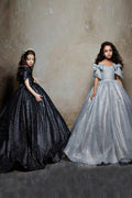 A-Line Off-Shoulder Glitter Satin Bow Shoulder Flower Girl Dresses 692491041797