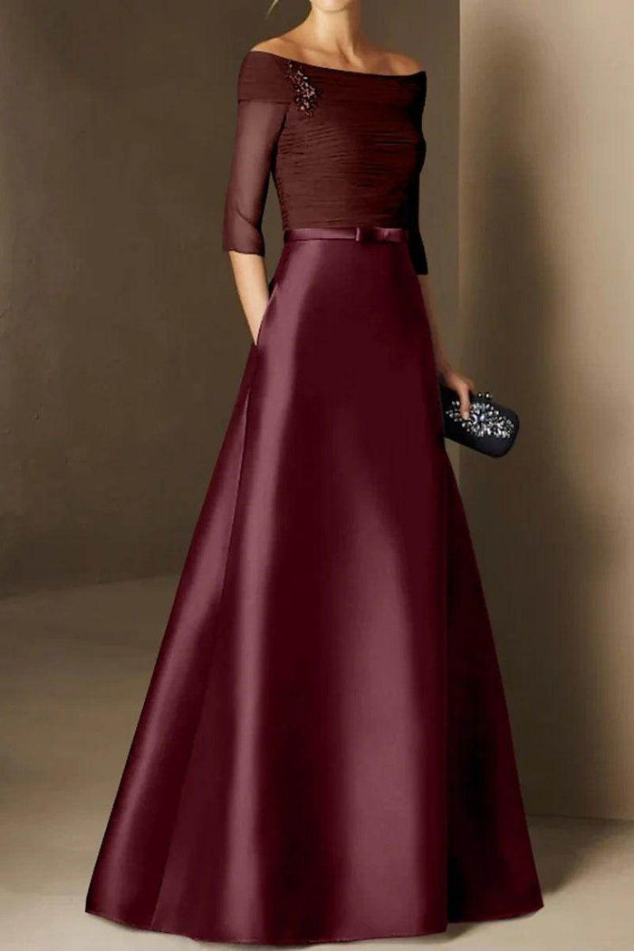 A Line Off The Shoulder Short Sleeves Applique Mother Dresses CM0339 - COCOMELODY