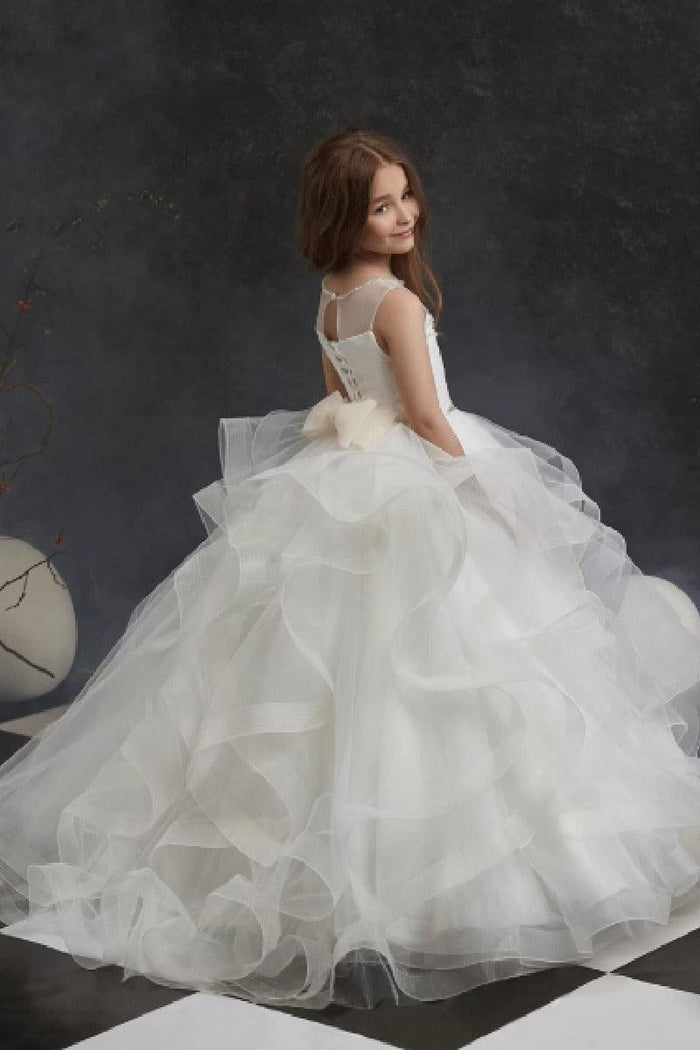 A-Line Organza Tulle Sleeveless Floor Length Flower Girl Dresses 622042435493
