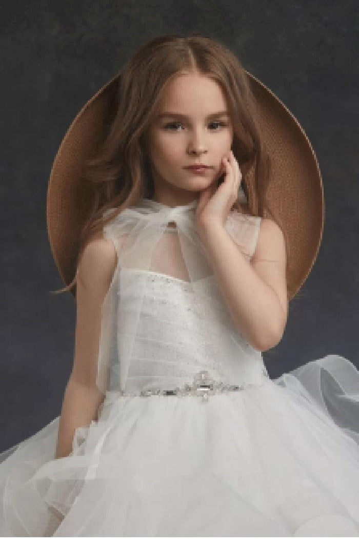 A-Line Organza Tulle Sleeveless Floor Length Flower Girl Dresses 622042435493