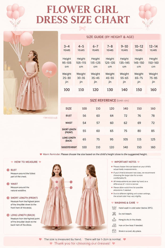A-Line Satin Sleeveless Scattered Bow Details Flower Girl Dresses 1035117092057