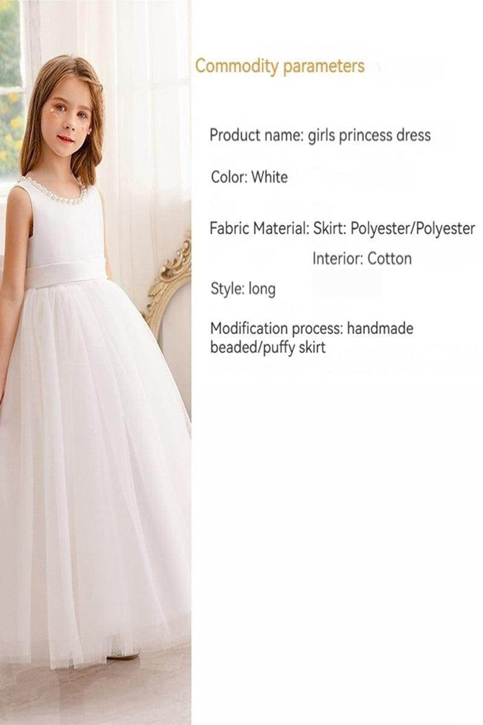 A-Line Scoop Neck Satin/Tulle Flower Girl Dresses With Bow(s)/Beading 752041855392 - COCOMELODY