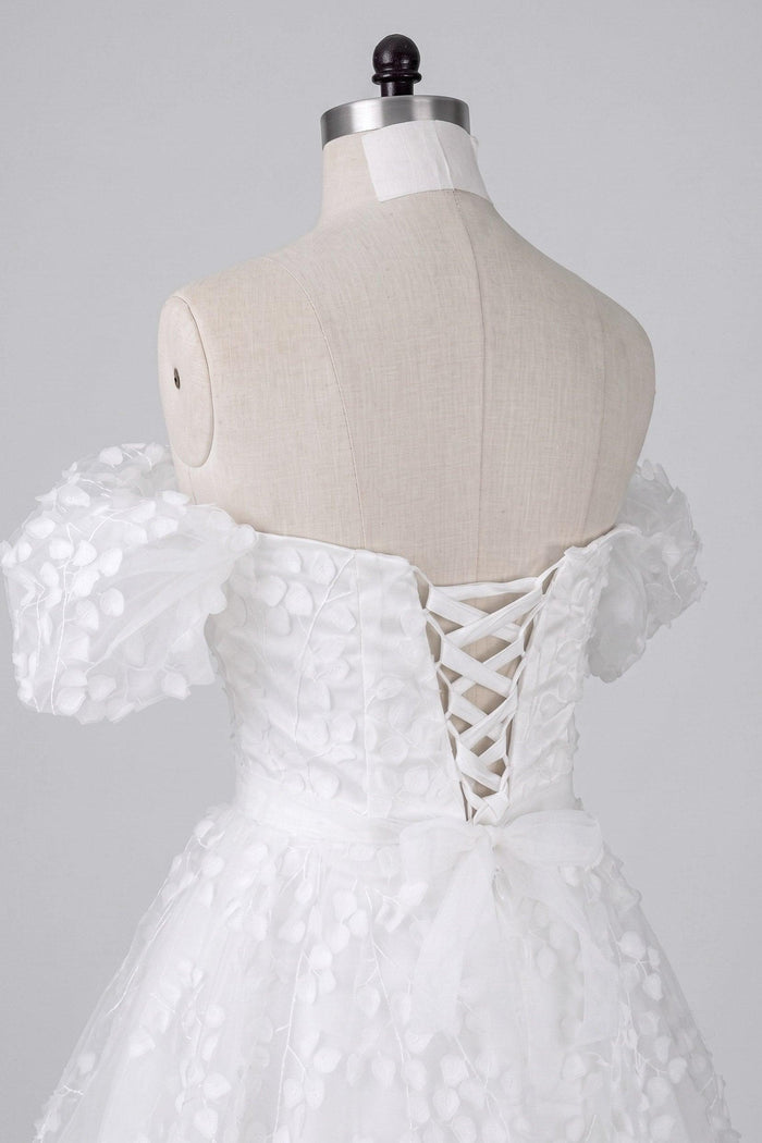 A-Line Short-Mini Lace Organza Little White Dress 100040