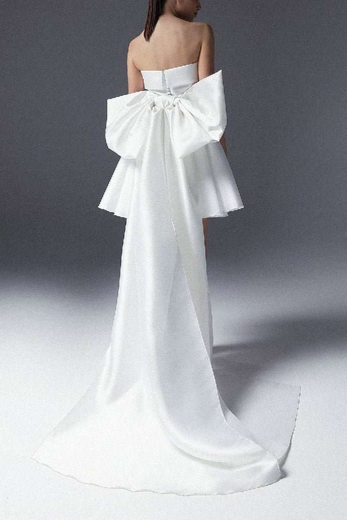 A-Line Short-Mini Mikado Little White Dress 100065 - COCOMELODY