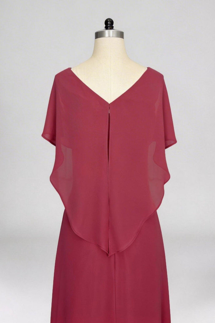 A-Line Sweep-Brush Train Chiffon Mother Dress CM0080