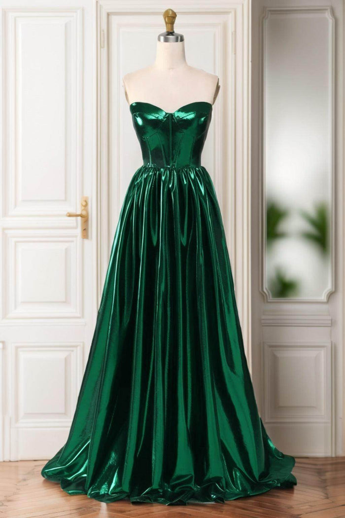 A-Line Sweep-Brush Train Hot Stamping Cloth Prom Dress CS0446 - COCOMELODY