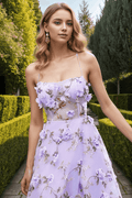A-Line Sweep-Brush Train Print Prom Dress CS0474 - COCOMELODY