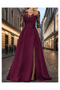 A-Line Sweep-Brush Train Silk-Like Prom Dress CS0456 - COCOMELODY