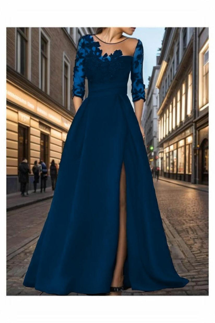 A-Line Sweep-Brush Train Silk-Like Prom Dress CS0456 - COCOMELODY