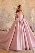 A-Line Sweep-Brush Train Satin Sleeveless Flower Girl Dresses 1024995845033