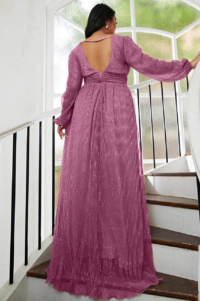 A-Line Sweep-Brush Train Sequined dress 693139650702 - COCOMELODY