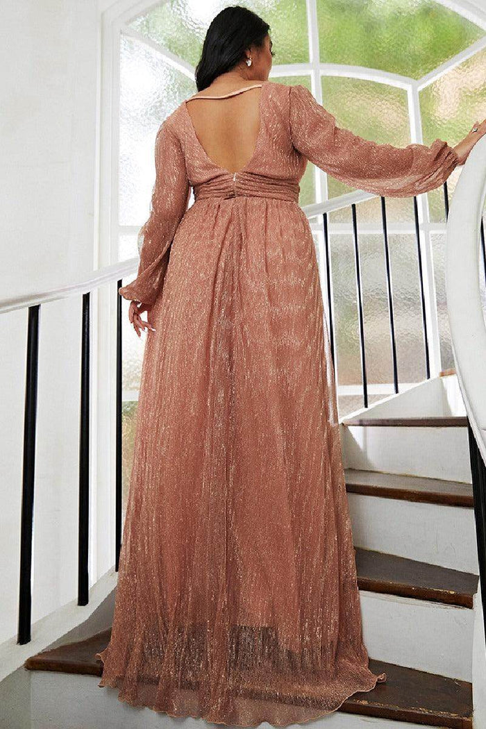 A-Line Sweep-Brush Train Sequined dress 693139650702 - COCOMELODY