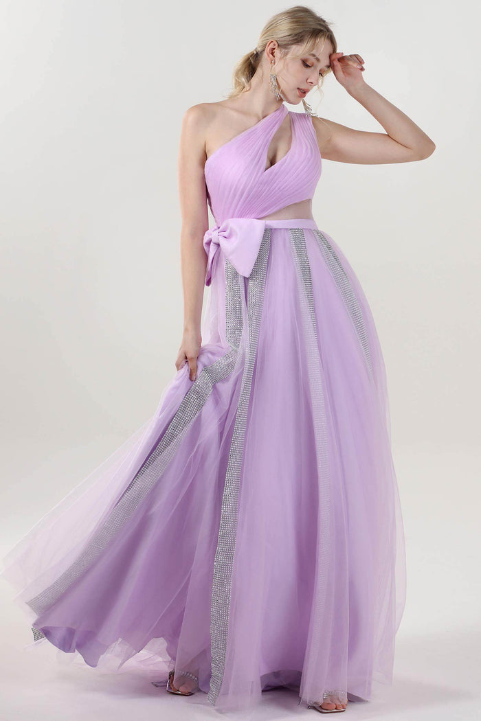 A-Line Sweep-Brush Train Tulle Formal Dress CS0660 - COCOMELODY
