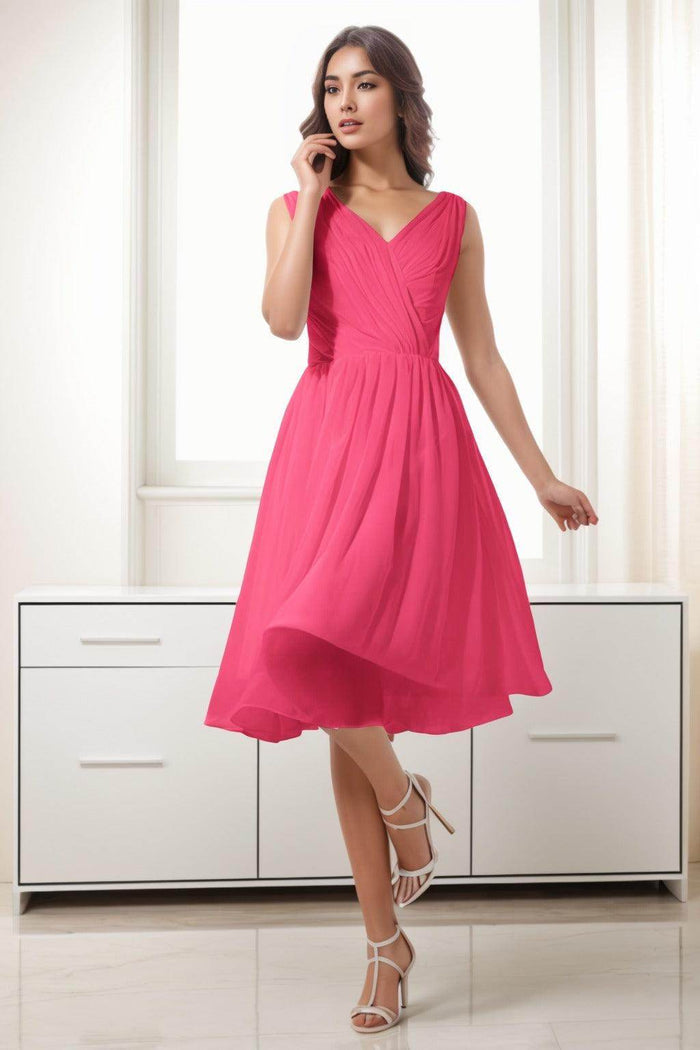 A-Line Tea Length Chiffon Homecoming Dresses CS0528 - COCOMELODY