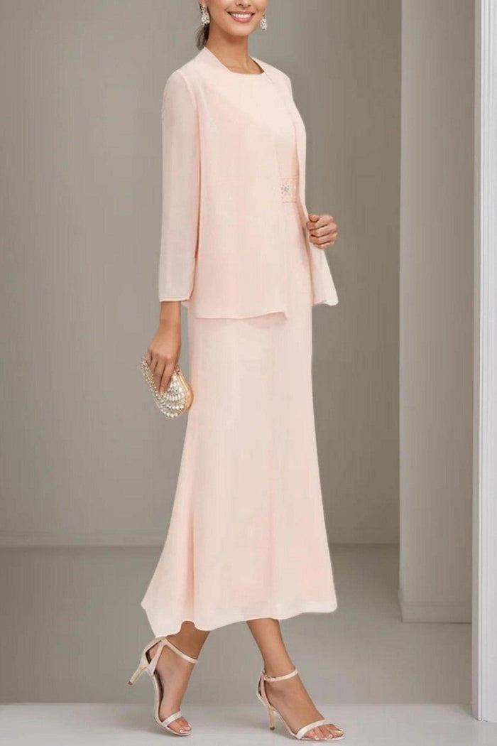 A-Line Tea Length Chiffon Mother of the Bride Dress CM0433