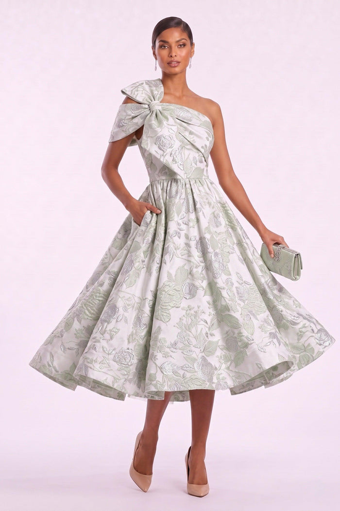 A-Line Tea Length Jacquard Mother of the Bride Dress CM0477