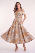A-Line Tea Length Jacquard Mother of the Bride Dress CM0482