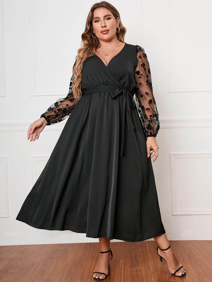 A-Line Tea Length Polyester Dress 679277571939 - COCOMELODY