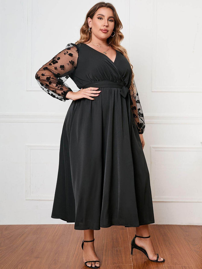 A-Line Tea Length Polyester Dress 679277571939 - COCOMELODY