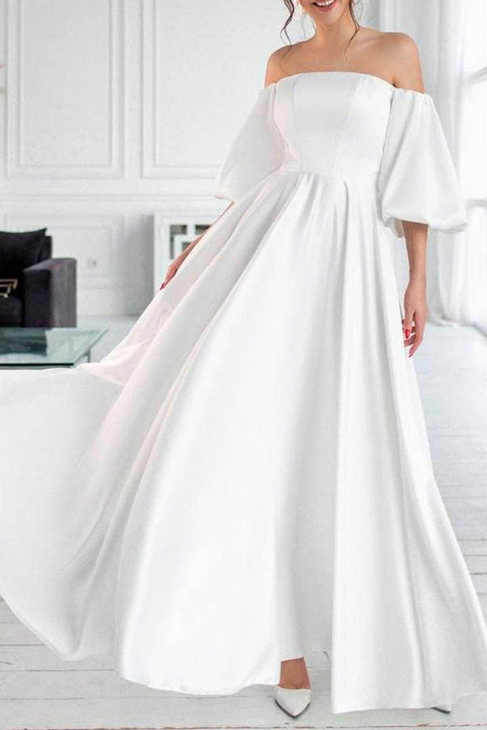 A-Line Tea Length Satin Dress CG0165 - COCOMELODY