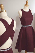A-Line Tea Length Satin Homecoming Dresses CS0522 - COCOMELODY