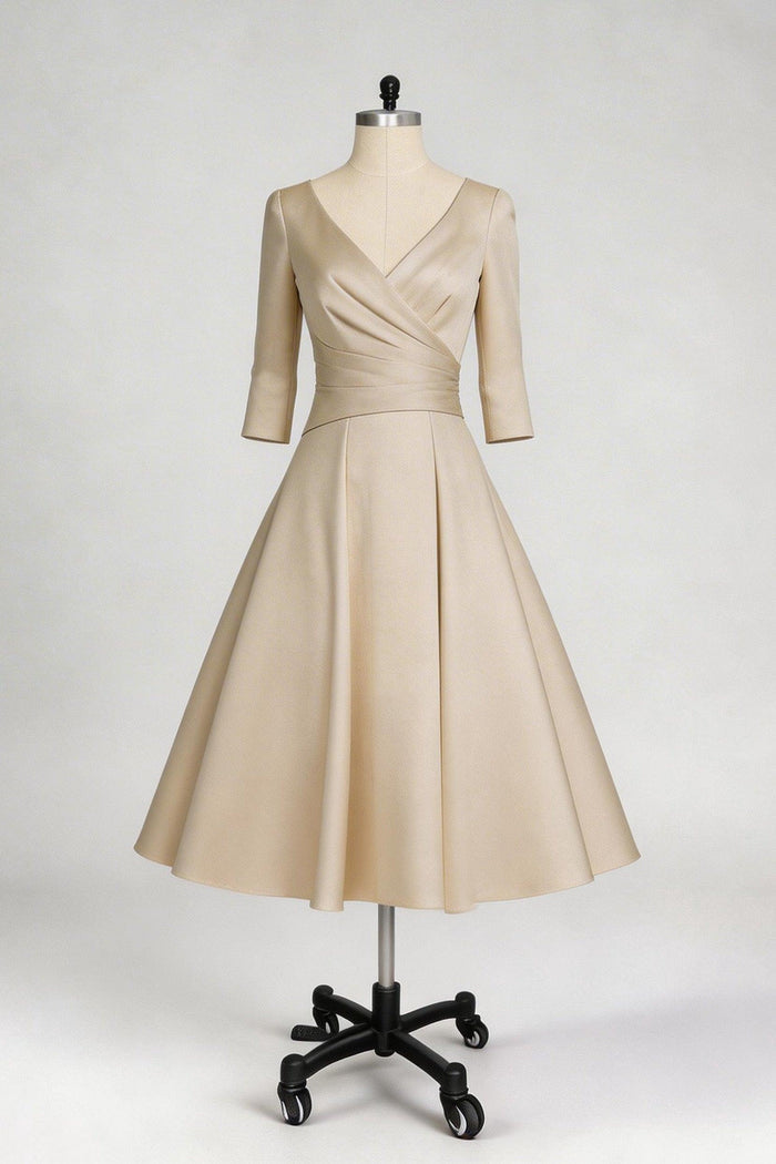 A-Line Tea Length Satin Mother Dress CM0081