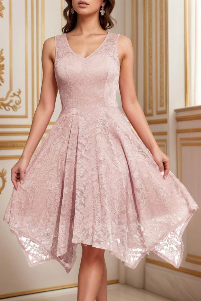 A-Line Tea Length Silk-Like Graduation Dresses CS0558 - COCOMELODY