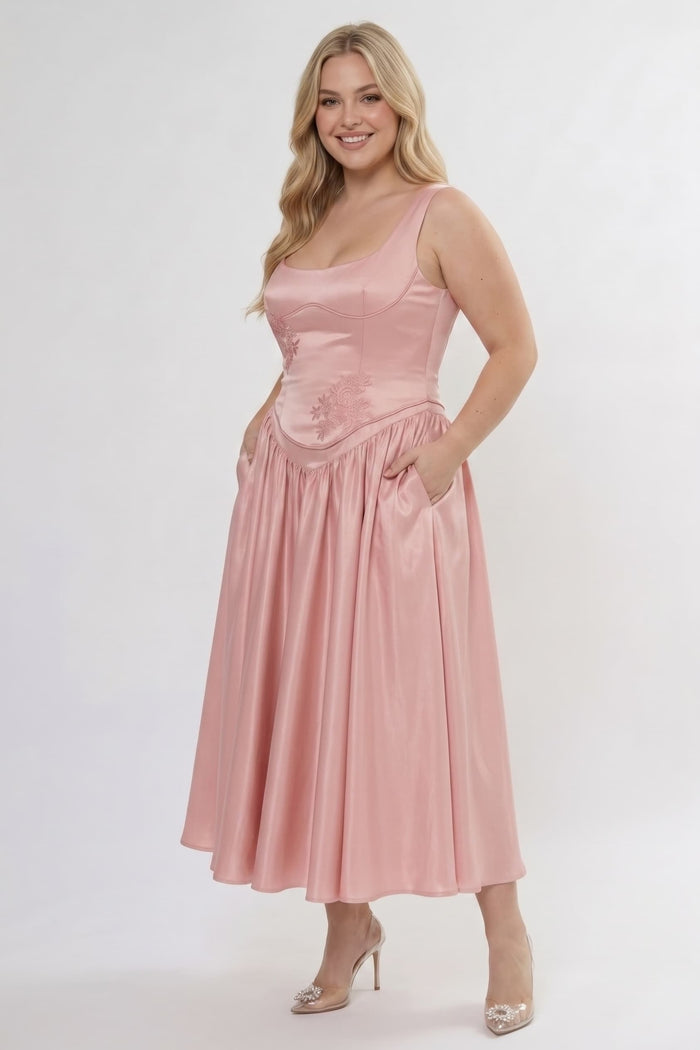 A-Line/Two-Piece Ankle Length Soft Satin Bridesmaid Dress CG0315BM