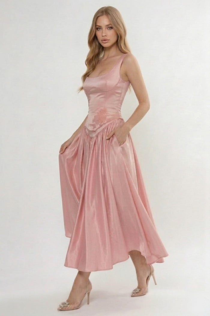 A-Line/Two-Piece Ankle Length Soft Satin Bridesmaid Dress CG0315BM