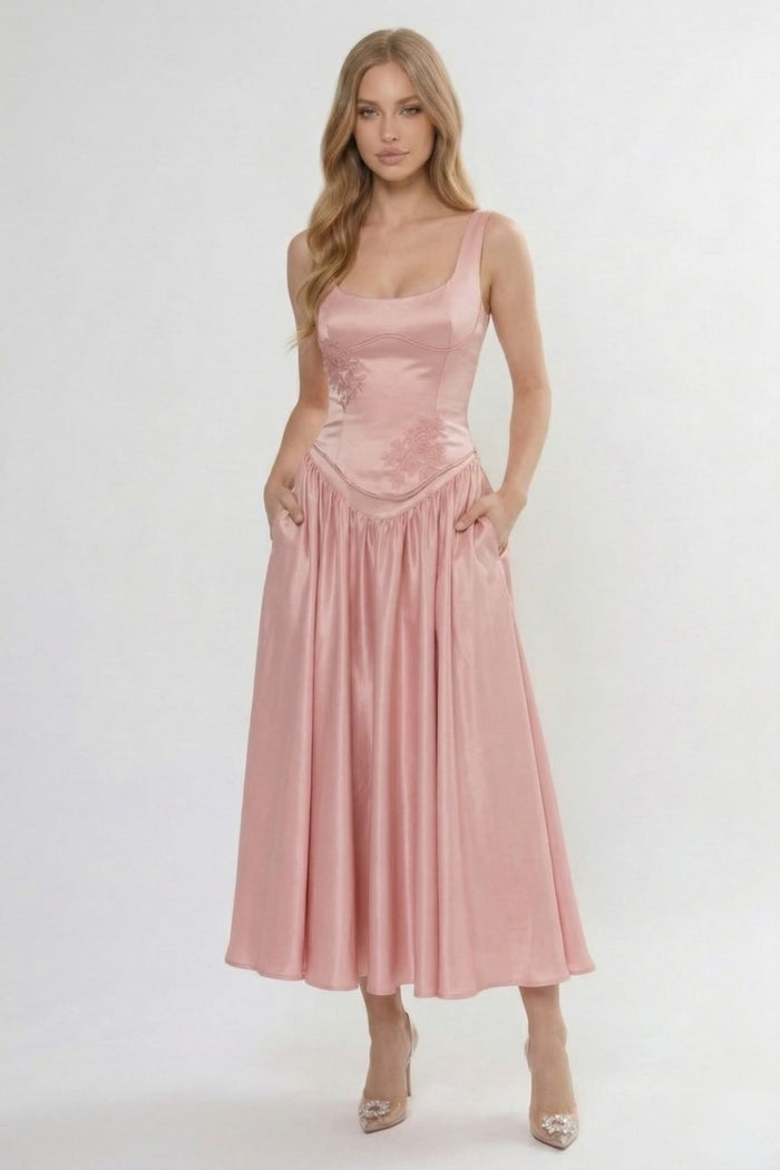 A-Line/Two-Piece Ankle Length Soft Satin Bridesmaid Dress CG0315BM