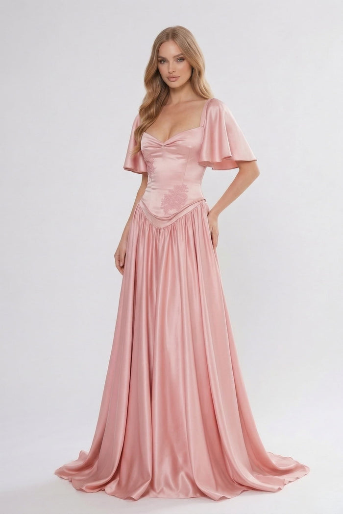 A-Line/Two-Piece Floor Length Soft Satin Bridesmaid Dress CG0316BM