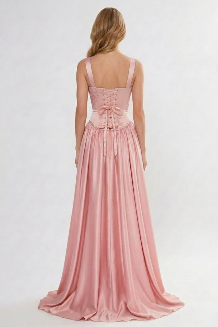 A-Line/Two-Piece Floor Length Soft Satin Wedding Guest Dress CG0314