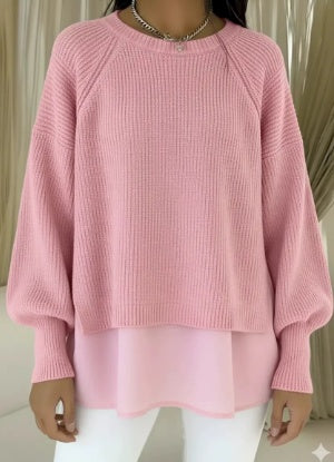 Adelyn - Pink Multi-Layer Knit Sweater