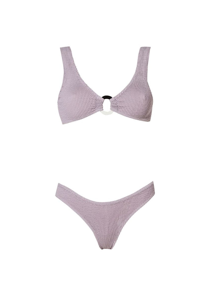 Bikini Stefania Frangista Ali Hoop Over The Shoulder Bikini Seersucker Metallic Lilac Apoella