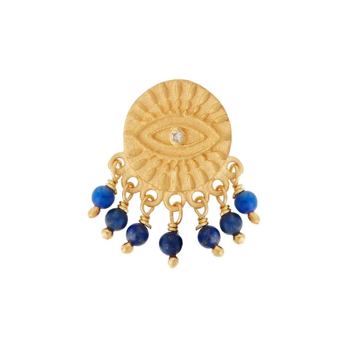 Earrings Ileana Makri All Seeing Eye Tear Ear Pearl Lapis Gold Plated O/S Apoella