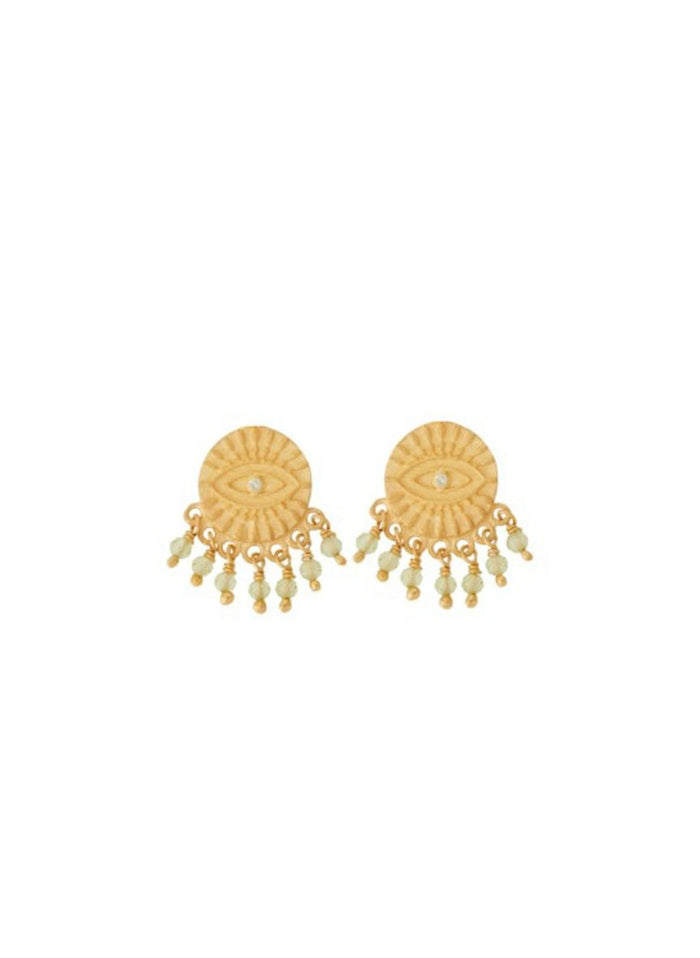 Earrings Ileana Makri All Seeing Eye Tear Studs Peridot Gold Plated O/S Apoella