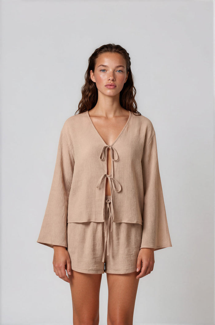 Shorts APLA Alpha Crinkled Shorts Beige Apoella