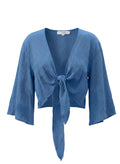 Tops APLA Alpha Giota Crinkle Tie Front Top Sky Blue Apoella
