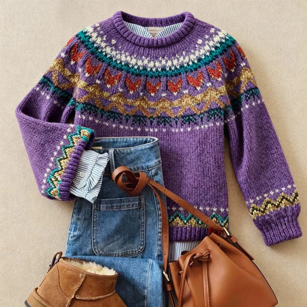 Annika - Nordic Pattern Knit Sweater