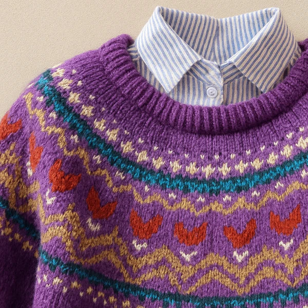 Annika - Nordic Pattern Knit Sweater