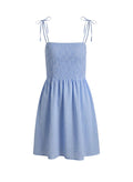 Dresses APOELLA Areti Smocked Strap Mini Dress Striped Blue Apoella