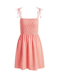 Dresses APOELLA Areti Smocked Strap Mini Dress Striped Peach Pink Apoella