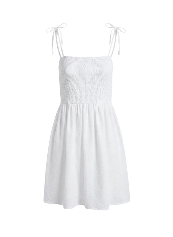 Dresses APOELLA Areti Smocked Strap Mini Dress Striped White Apoella