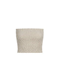 Tops APOELLA Aria Strapless Smocked Top Striped Khaki Apoella