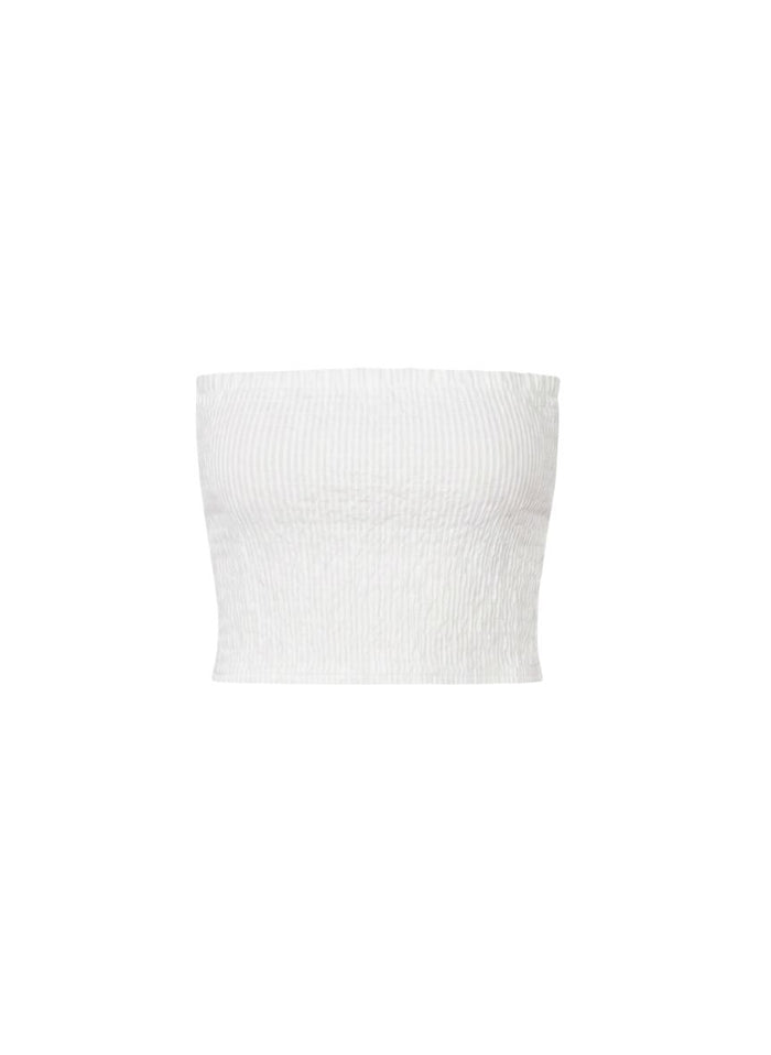 Tops APOELLA Aria Strapless Smocked Top Striped White Apoella