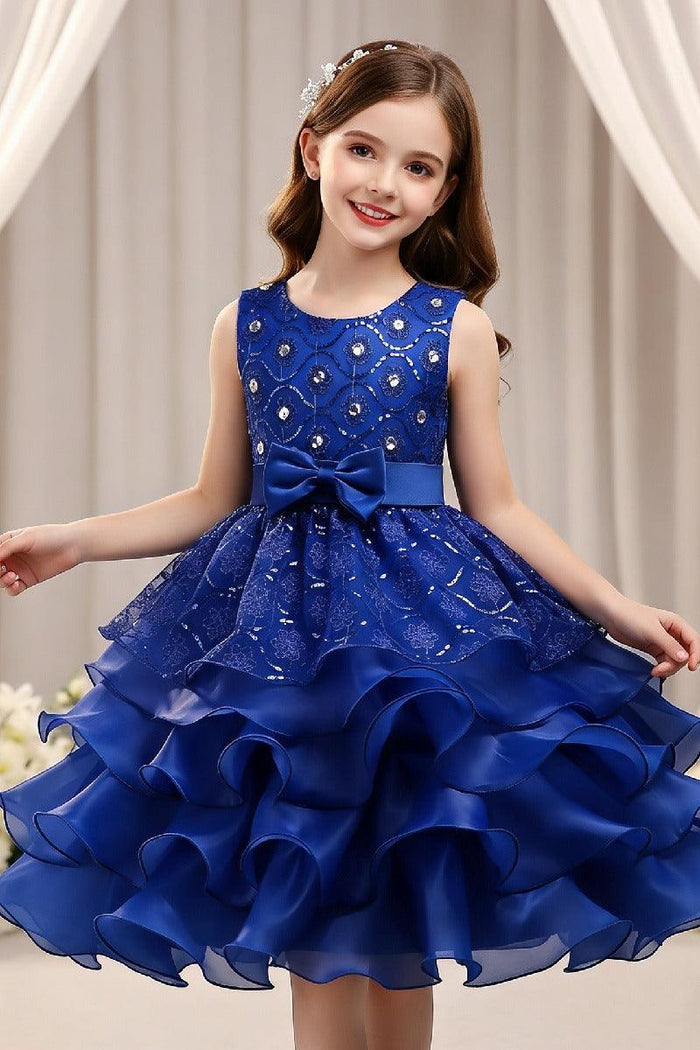 Ball Gown Round Neck Sleeveless Ruffled Organza Knee Length Flower Girl Dresses 1029768586286
